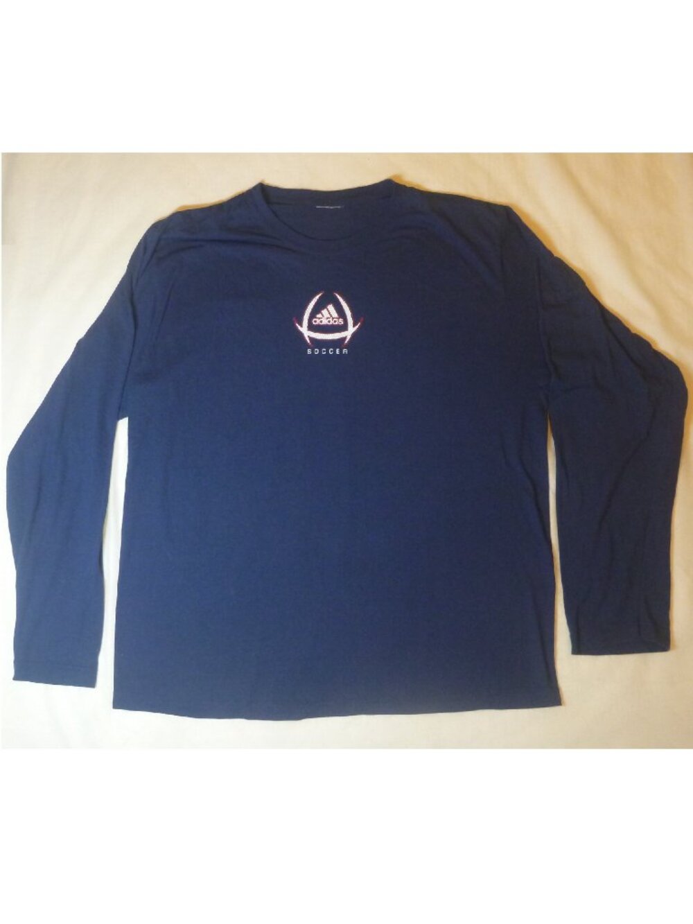 Vintage Y2K Adidas Climalite Long Sleeve Soccer Shirt Navy Blue Men's Large